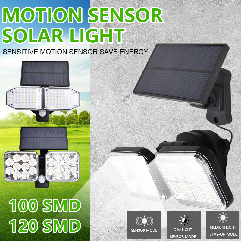 Dual Head Led Outdoor Wireless Solar Powered PIR Motion sensor Solar Garden Wall Light