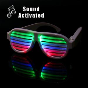 Wholesale White Frame Sound Activated LED Shutter Shades Glasses For Concerts, Party, Night Clubs, Music Festivals from china suppliers