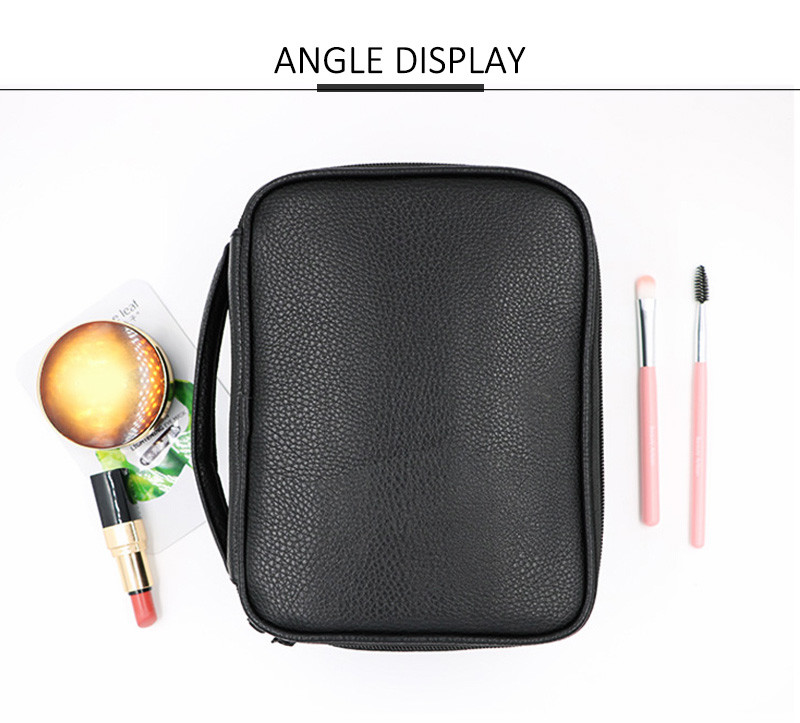 New Design Pure Color Waterproof PU Leather Makeup Wash Bag Fashion