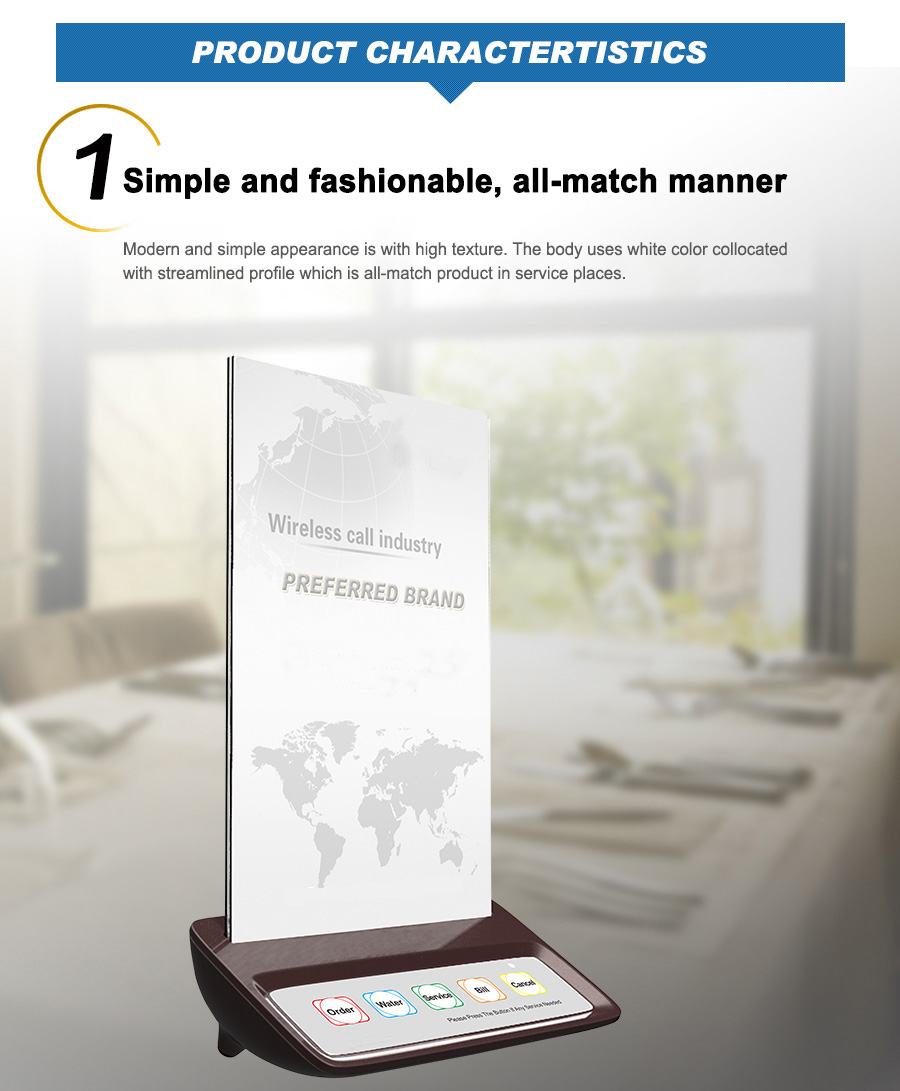 5-key order/water/service/bill/cancel restaurant table service calling button
