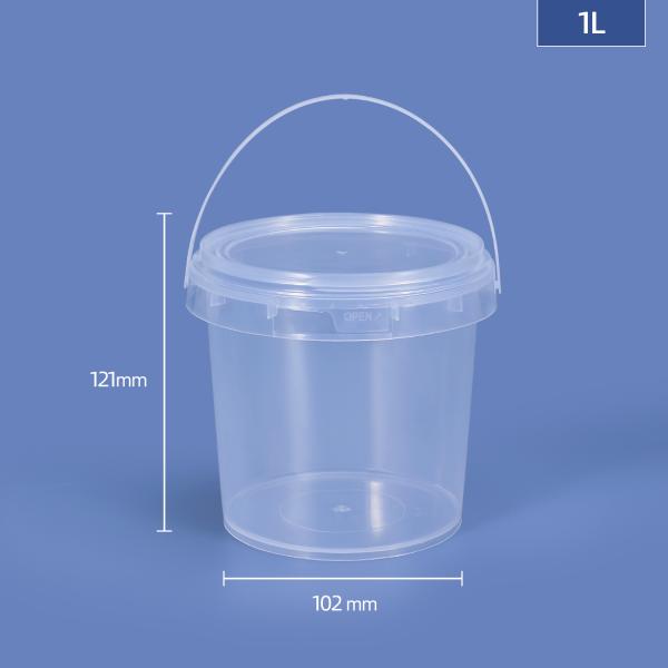 1L Thicken Decorative Round Plastic Buckets With Handle for Christmas Gift Toy Package