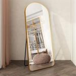 Large Magnifying Gold Metal Framed Full-Length Dressing Floor Mirror for