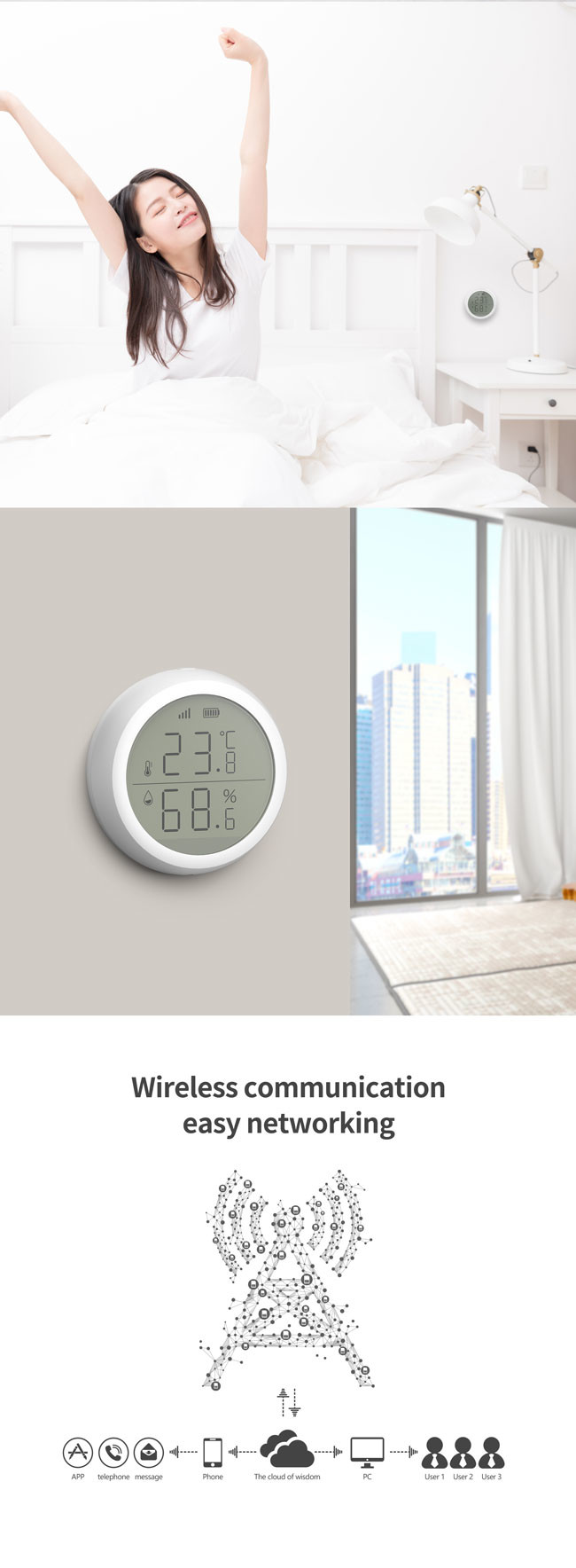FCC Zigbee Temperature Sensor Home Assistant 3% Humidity Tolerance