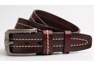 Wholesale Custom Logo Dark Brown Leather Mens Casual Belts For Jeans Colorful Stitching 100 - 140cm Length from china suppliers