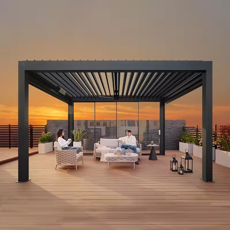 Waterproof Aluminium Pergola Louvered Roof Outdoor Structures Low Maintenance And Weather Resistant