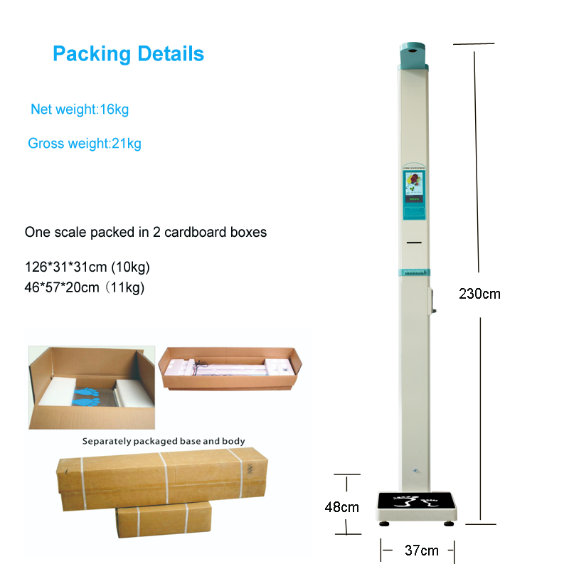 Coin Operated Ultrasonic Height and Weight Vending Machine