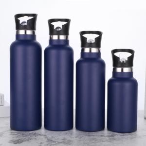 Wholesale Black Stainless Steel Water Bottles 24 Ounce Vacuum Insulated Double Wall Travel Bottle With Leak-Proof Straw Lid Of Handle Metal Reusable Standard from china suppliers