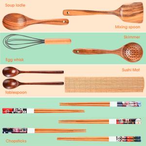 Wholesale Safe Acacia Wooden Kitchen Utensil Set Spoon Nonstick Hard Dish Washer from china suppliers