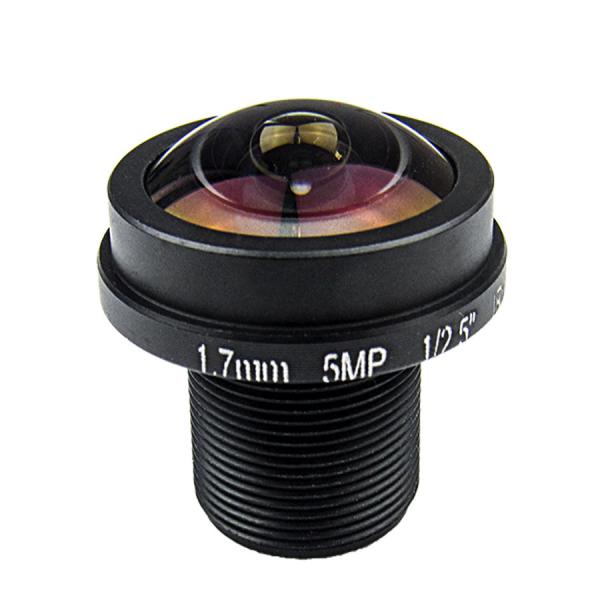 5.0 Megapixel 1.7mm Fisheye Lens For HD CCTV IP Camera 1/2.5'' M12 Mount F2.0