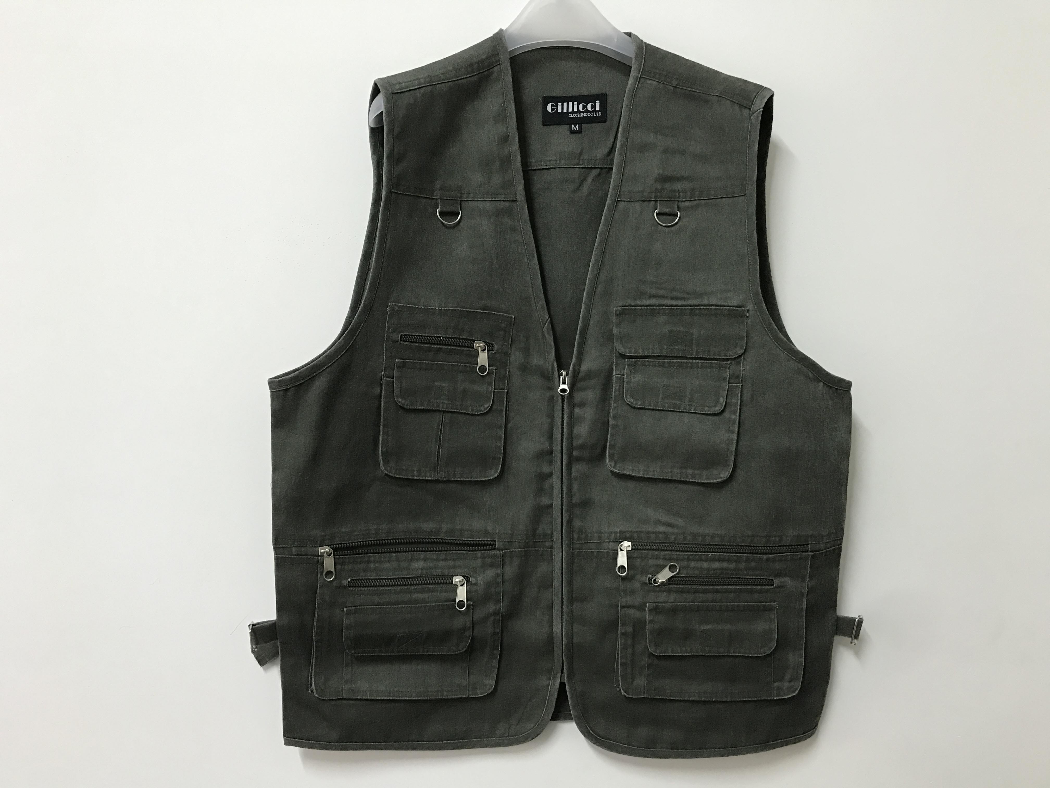 Mens classic vest，mens waist coat, vest in 100% polyester washed fabric, washed green colour, S-3XL