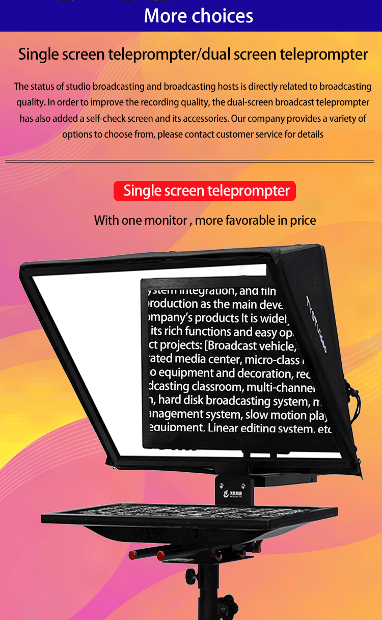 20-inch Single Screen Tempered Prompter Glass for Accurate Teleprompting and Shooting