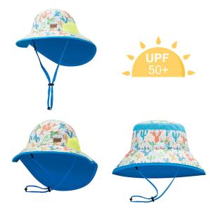 Wholesale OEM ODM Summer Floral Beach Outdoor Bucket Hats With Neck Flap from china suppliers