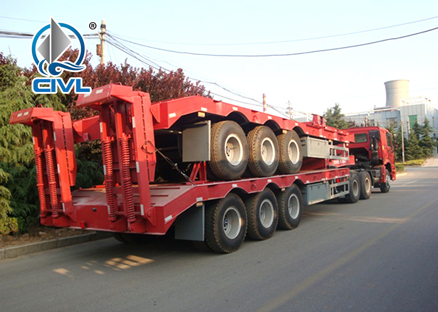 Skeletal Container Semi Trailer 3 Axles 40 Feet Container With JOST Landing Leg