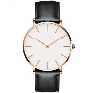 Wholesale Round Waterproof Quartz Watch Leather Belt Watch Diameter 40mm from china suppliers