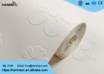 Simple Pure White Non woven Wallpaper Modern Style Flock Surface