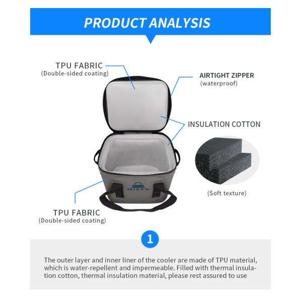 Small Soft 24 Can Cooler Bag Durable Reusable For Beer Insulation