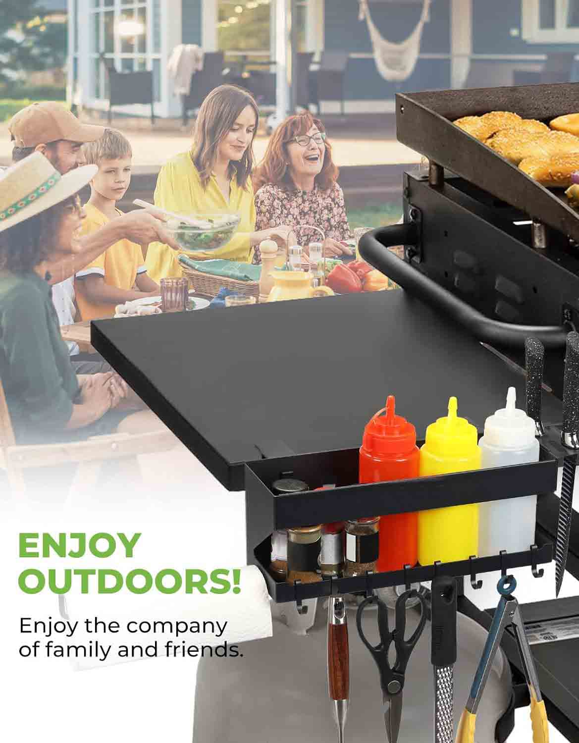 Griddle Caddy, BBQ Caddy for 22"/36" Blackstone Griddle Accessories, Grill Caddy for Outdoor Grill with Paper Towel Holder