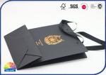 Black Customized Lion Logo Paper Gift Bag Gold Hot Stamping With Silk Handle