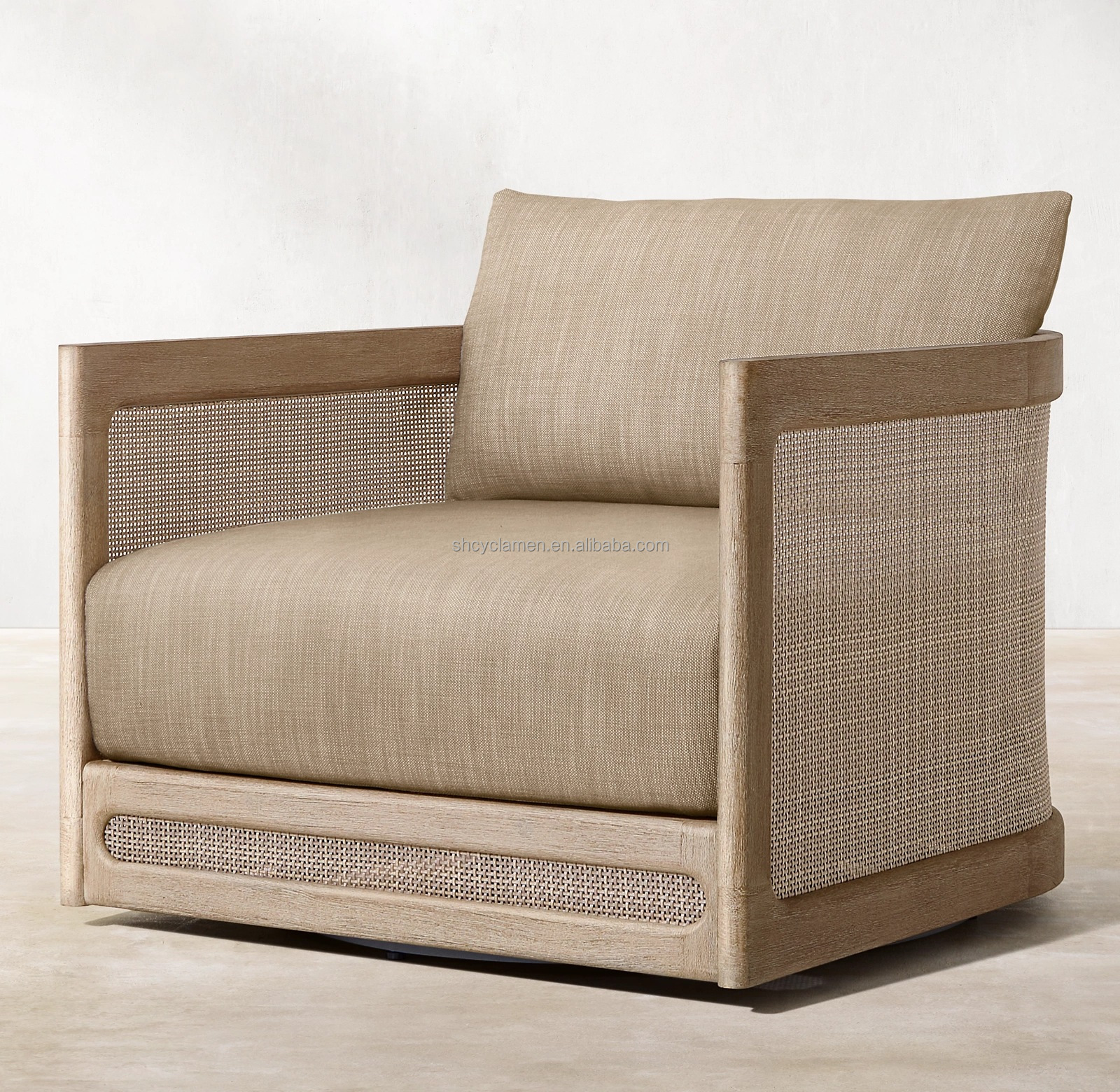 Moisture Proof Waterproof Woven Rope Chair And Teak Wood Table For Garden Sofa Set