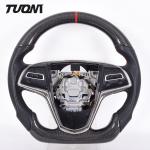 350mm Customized Black Sports Cadillac Steering Wheel Carbon Fiber Leather