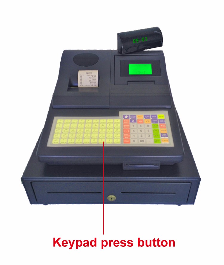 Not Touch Screen Mini Electronic Cash Register with Built-in 58mm Thermal Printer