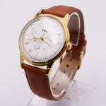 Mens Stainless Steel Chronograph Watches / Gold Color Belt Watches For Gents