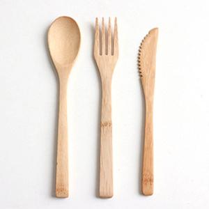 Wholesale OEM logo natural portable Travel wooden fork spoons knives bamboo wood Flatware cutlery set for kitchen from china suppliers