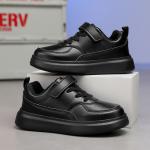 Children'S White Sneakers Skate Shoes 2024 Non-Slip Black Shoes Leather