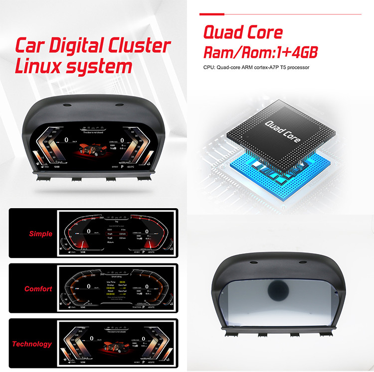 Digital Dash Cluster For BMW X1 Car Speedometer 12.3inch IPS With Resolution 1920*720 Plug And Play