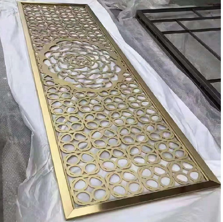 Modern design ss304 stainless steel screen partition metal hollow room divider