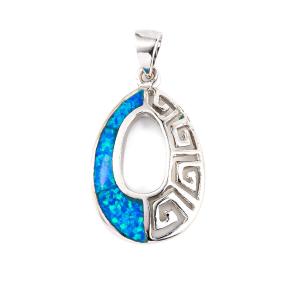 Wholesale Retro Style Meander Greek Key Pendant Blue Promise Opal Sterling Silver from china suppliers