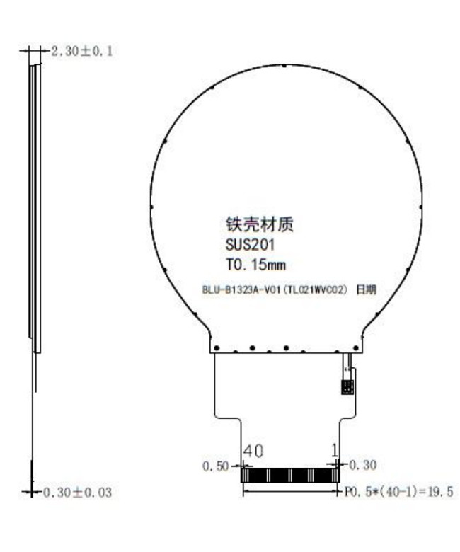Round IPS TFT LCD Display 2.1" 480x480 With ST7701S Controller SPI RGB Interface
