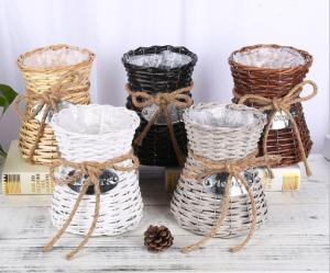 Wholesale Creative Wicker Flower Basket Hand-Woven Flower Vase Living Room Decoration Small Storage from china suppliers