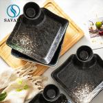 Banquet Retro Black Porcelain Dinnerware stackable Porcelain Divided Dinner