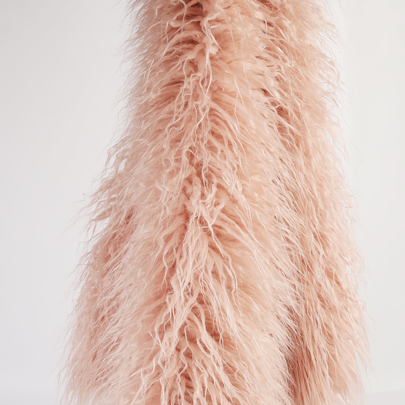 100% Acrylic Front Material Faux Fur Fabric Solid Color Long Pile from for Home Textile