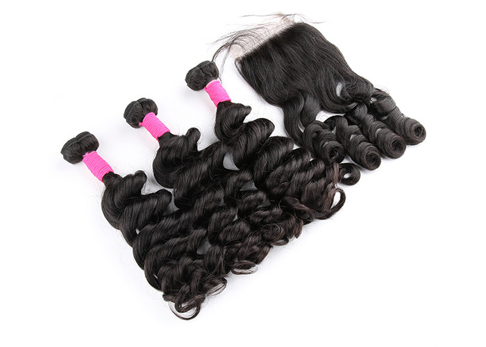 8 Inch Grade 6A Virgin Hair / Big Curl Brazilian Human Hair Extensions
