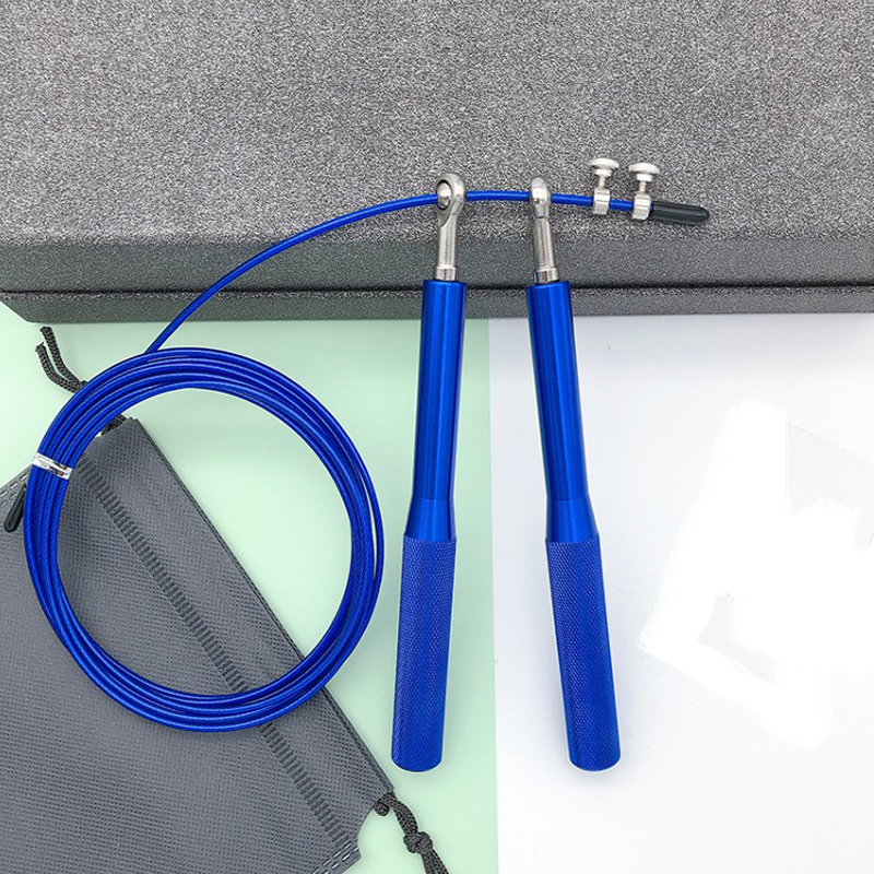 300CM Aluminum Speed Fitness Jump Ropes Blue Adjustable Stainless Steel Wire ODM