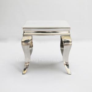 China Faux Marble Wide End Table Silver Colored Frame For Sofa And Living Room on sale