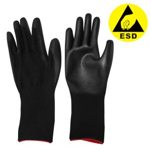 Wholesale Lengthen Anti Static Gloves Polyester Black ESD PU Palm Coated from china suppliers