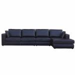 Defaico SGS L Shape Genuine Leather Sofa Set Black Grey Leather Recliner