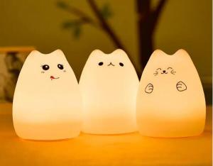 Wholesale USB Charge Carton Silicone Night Light Multicolor Cute Cat Silicone Soft Nursery Lamp from china suppliers