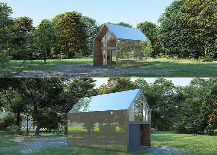 Wood Taupe Prefab Loft Homes , Prefab Garden House For Garden Villa