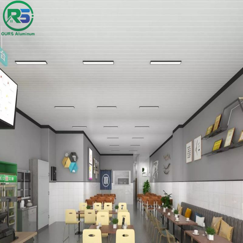SGS Tested Windproof Aluminium Strip Ceiling Beveled Edge Aluminum Linear Suspended Ceiling Panel