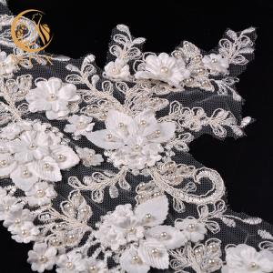 Wholesale Garment White 3D Flower Lace Trim Embroidery Customized Size 80% Nylon from china suppliers