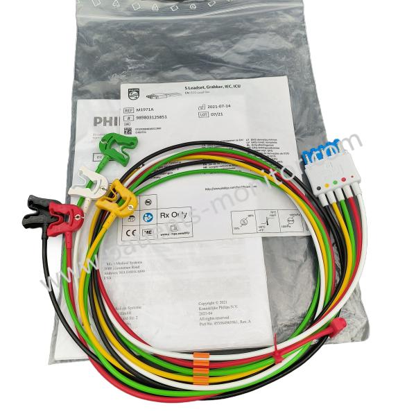 PHiliph M1971A ECG Cable 5-Lead Set Grabber IEC ICU 989803125851 Brand New
