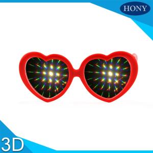 Wholesale Colorful Frame 3D Fireworks Glasses , Plastic Red Diffraction Glasses from china suppliers