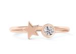 3.5mm Round Moissanite Ring , 0.16 Carat 9k Gold Wedding Ring ODM