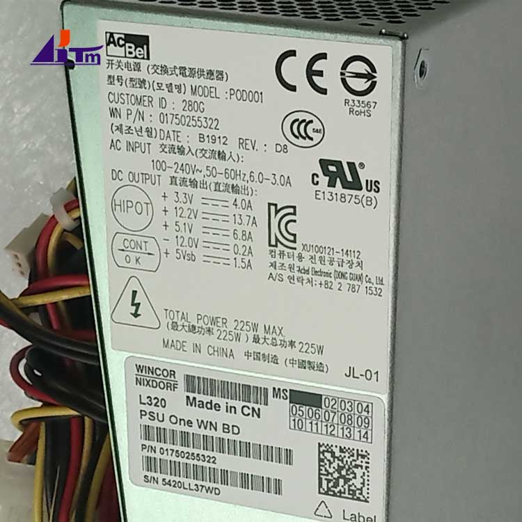 Wincor Nixdorf Power Supply 1WN PC BD 225W 80Plus 01750255322 1750255322