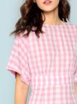 Fall Apparel For Women Rolled Up Sleeve Wide Waistband Plaid Dress