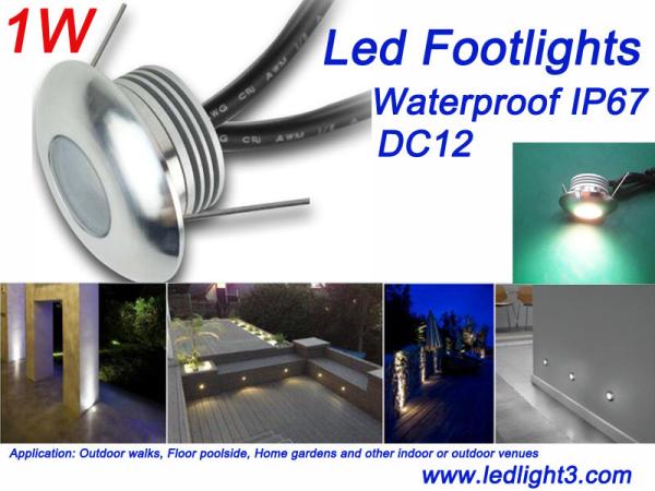 Rcessed 1W Mini LED Footlight IP67 Waterproof DC12V Waterproof IP67 Outdoor